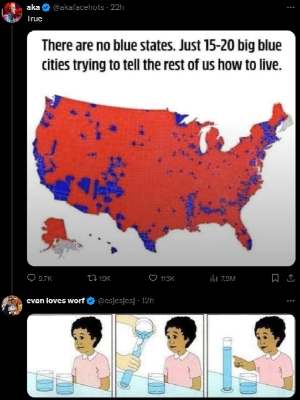 democrat internal poll leak - aka True There are no blue states. Just 1520 big blue cities trying to tell the rest of us how to live. tl 19K evan loves worf 12h 7.9M